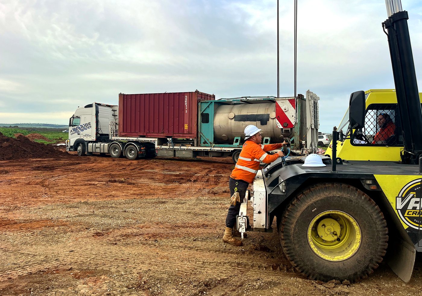 JAWS quick-fill unit being craned into position on site